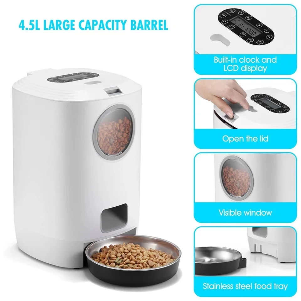 安い 4.5Lスマート猫と犬フィーダー自動食品ディスペンサーlcdスクリーン音声記録タイミングと定量スマートフィーダー