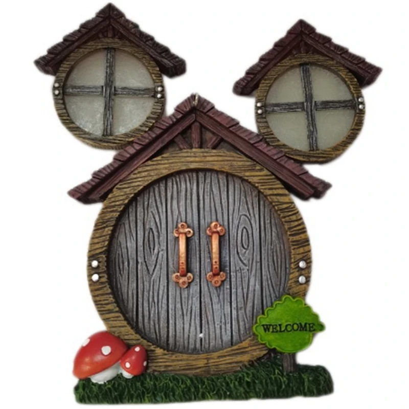 

Miniature Fairy Luminous Window Door Outdoor Fairy Garden Yard Decor Elf Home For Yard Art Garden Sculpture Decor