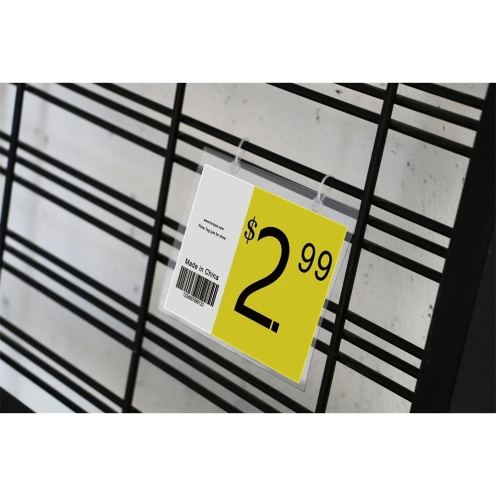 

Plastic Label Holders Clip on Clear Sign Display Paper Price Tag Cover Wire Basket Shelf Info Sleeve