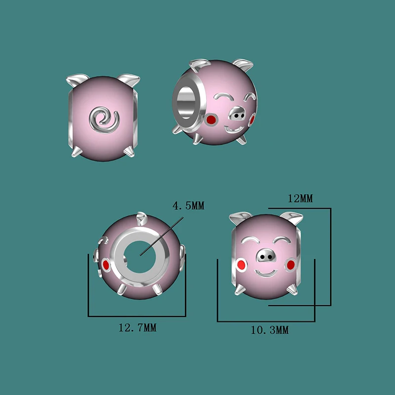 

New Arrival Diy Pink Color Enamel Cute Pig Charms Beads Fit Original European Bracelet Pendant Jewelry Making for Women Gift
