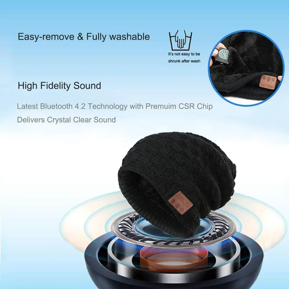 Беспроводная смарт гарнитура Bluetooth 4 2 шапка наушники модный музыкальный плеер