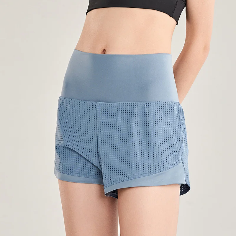 

High Waist Shorts With Zip Pocket Sport Shorts For Women Fitness Shorts Quick Dry Loose Running Workout Short Leggings Ladies