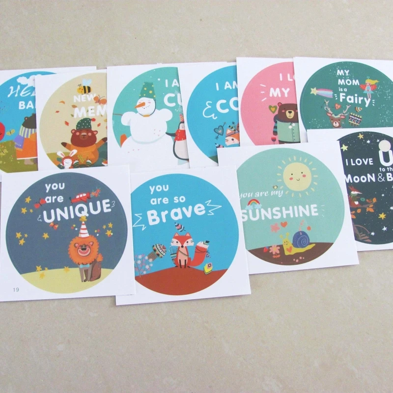 

12 Pcs Baby Pregnant Monthly Stickers Animal Pattern Recording Milestone Sticker