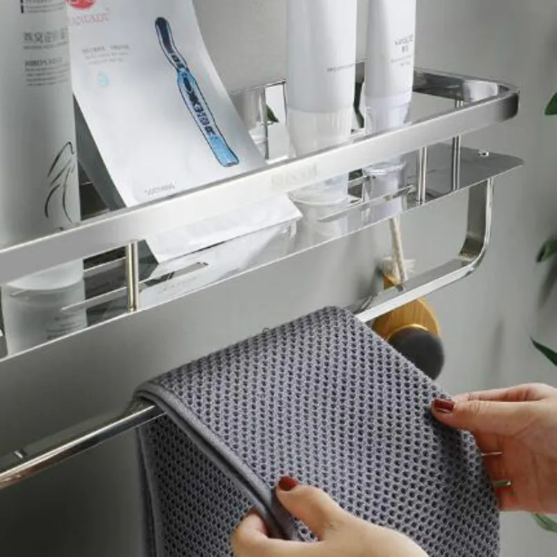

Punch-free Seamless Bathroom Toilet Bathroom Shelf Stainless Steel Wall Hanging Bath and Toilet Single-layer Storage Rack G8023