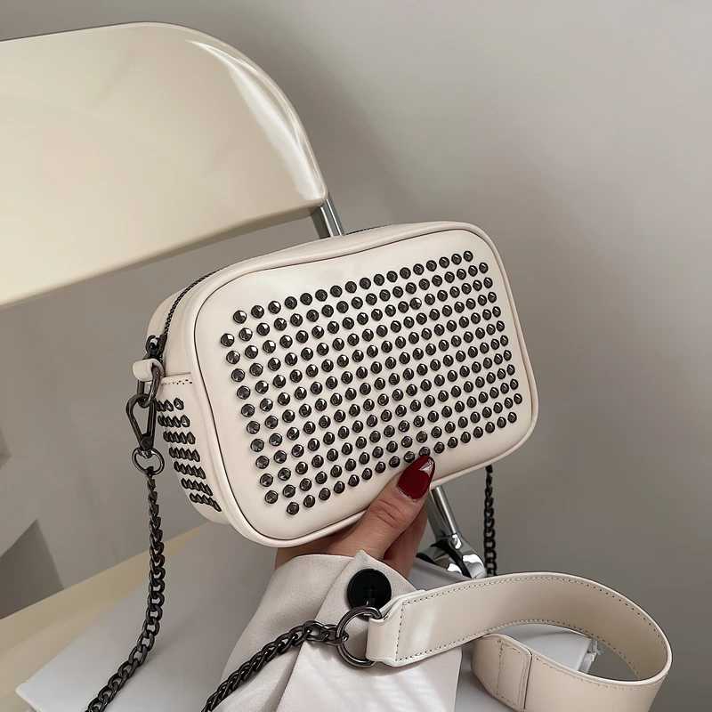 

Women Messenger Bags Female Chain PU Leather Shoulder Bag Sac A Main Rivet Square Crossbody Bags for Women Fashion Handbags Sac