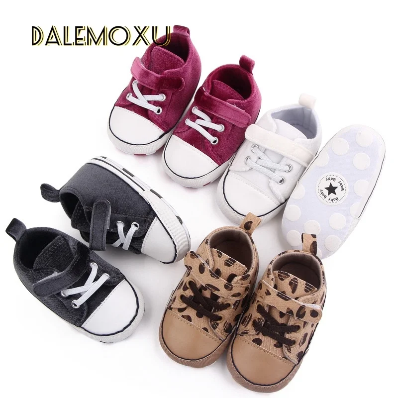 Classic Baby Shoes Leopard Canvas Casual Infant Toddler First Walker Comfort Flat Soft Anti-slip Sports Newborn Sneakers