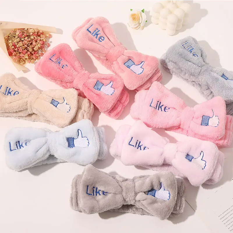 

Soft Plush Hairband Coral Fleece Makeup Face Wash Hair Band Elastic Comfortable Headband Solid Color Fashion Hair Accessories