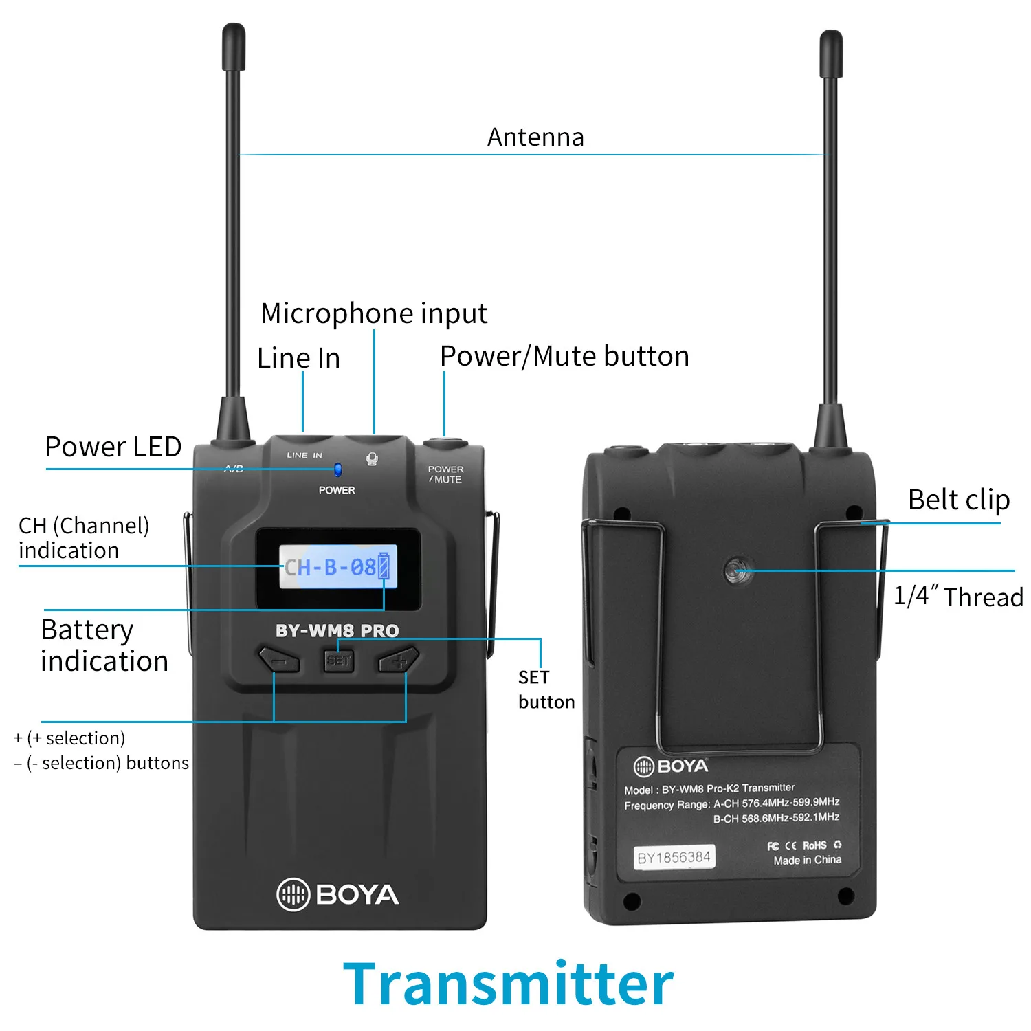BOYA BY-WM8 Professional 48 UHF Двухканальный беспроводной микрофон для прямой трансляции