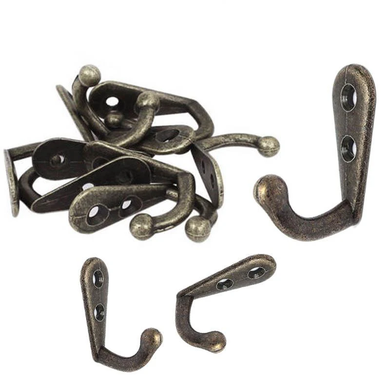 10 шт. одного зубца крюк Классическая Мини Размеры настенные ретро ткань вешалка