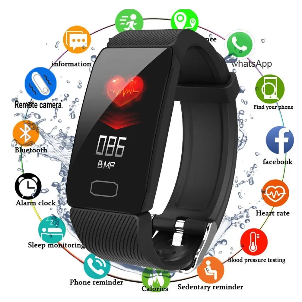 

New Sport Smart Watch Fitness Watch Tracker Heart Rate Caolorie Tracker Monitor Test Q1 Silicone Watch Strap For Android IOS