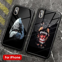 rottweiler shark dog luxury glass soft silicone phone case cover shell for iphone se 6 6s 7 8 plus x xr xs 11 pro max