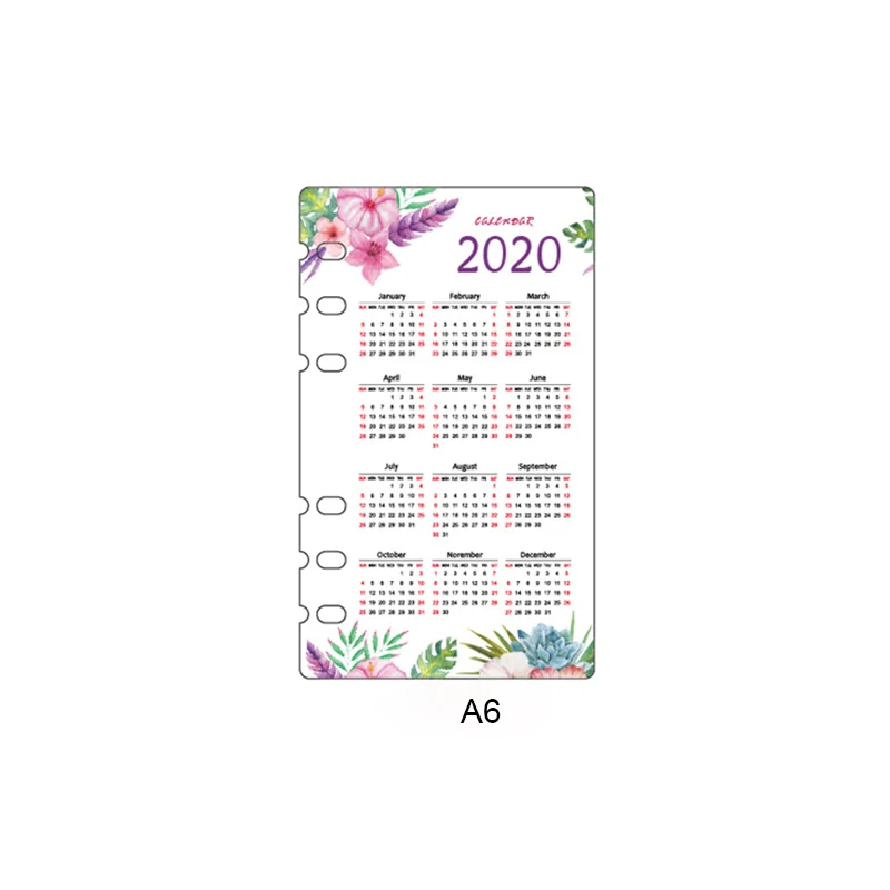2020 Flower A6 Fromthenon, год, календарь, A5A6, спиральный планировщик, PP индексный разделитель, милый переплетный блокнот, аксессуары, школьные принадлежности, Канцтовары - Цвет: 2020 Flower A6