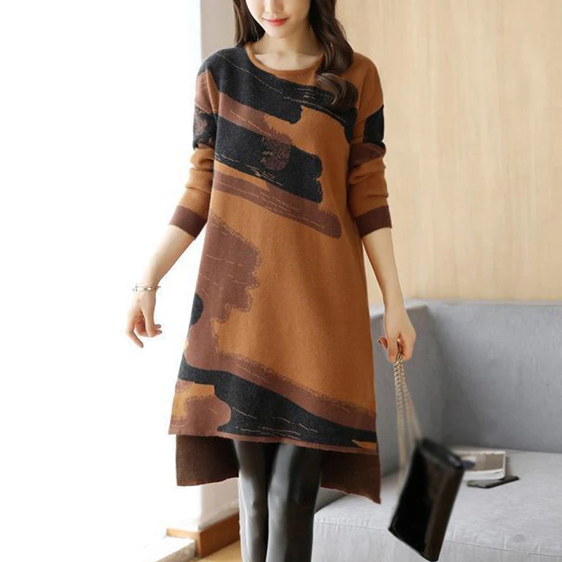 Женские трикотажные изделия свитер платье шарф с принтом платья длинными