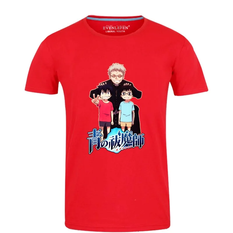 Синяя экроскоцистская хлопковая Футболка Ao no Exorcist футболка с круглым вырезом