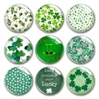 Ручной работы-символа Дня Святого Патрика джемпер Клевер Ирландия Круглый Фото Стекло кабошоны демо с плоской задней частью 