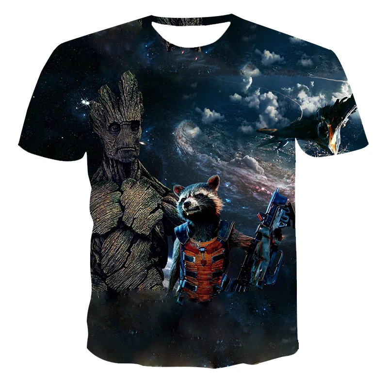 

2021 New Summer Groot 3D Printed Polyester Short-Sleeved T-Shirt