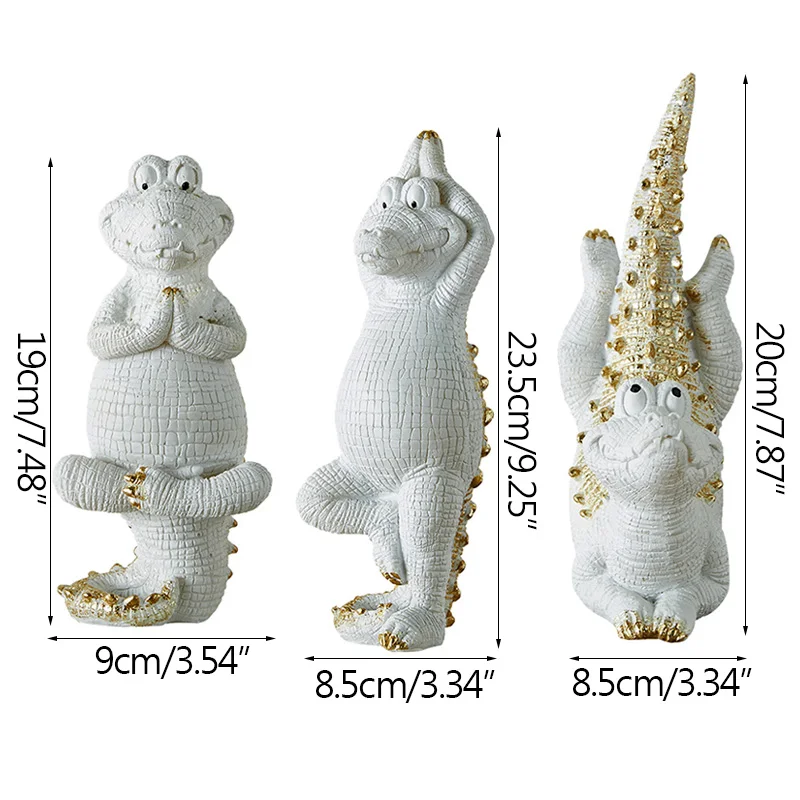 

Strongwell Nordic Crocodile Statue White Gold Animal Figurine Resin Desktop Craft Modern Art Ornament Home Decor Birthday Gift