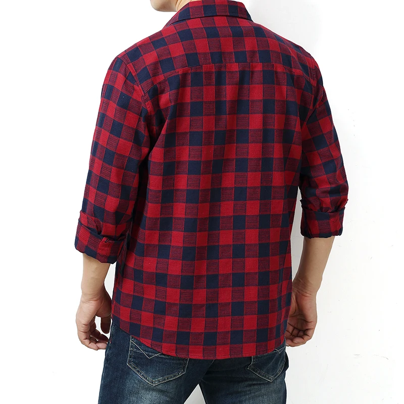 

plus size Men's Shirt Spring Autumn New Male Long Sleeve Flannel Plaid Shirt Brand Men Office Style Business Casual Shirts