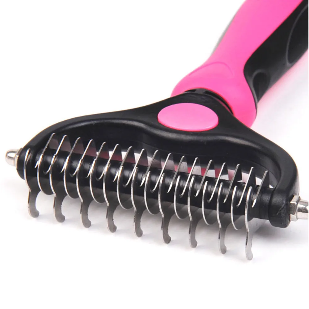 2-Side Dematting Tool for Dogs & Cats Pets Grooming Brush Double Sided Shedding and Undercoat Rake Hair Removal Comb | Дом и сад