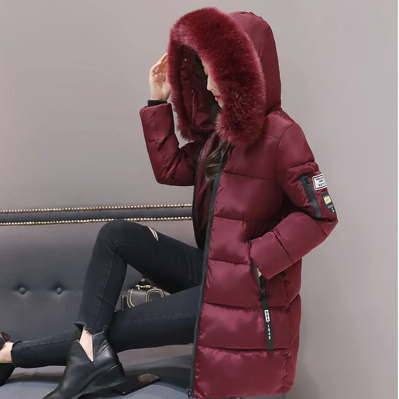 Parka Women Winter Coats Long Cotton Casual Fur Hooded Jackets Women Thick Warm Winter Parkas Female Overcoat Coat 2019 MLD1268
