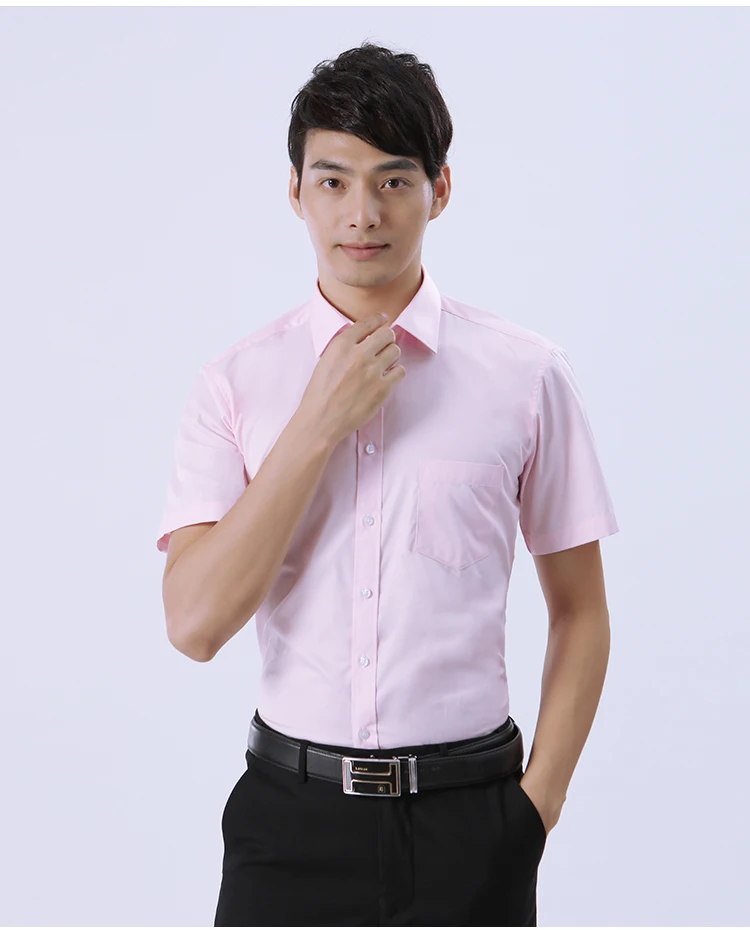 

2021 new Customize men shirt short sleeve personalize solid color short sleeve male shirt A588 homewear navy blue pink yellow