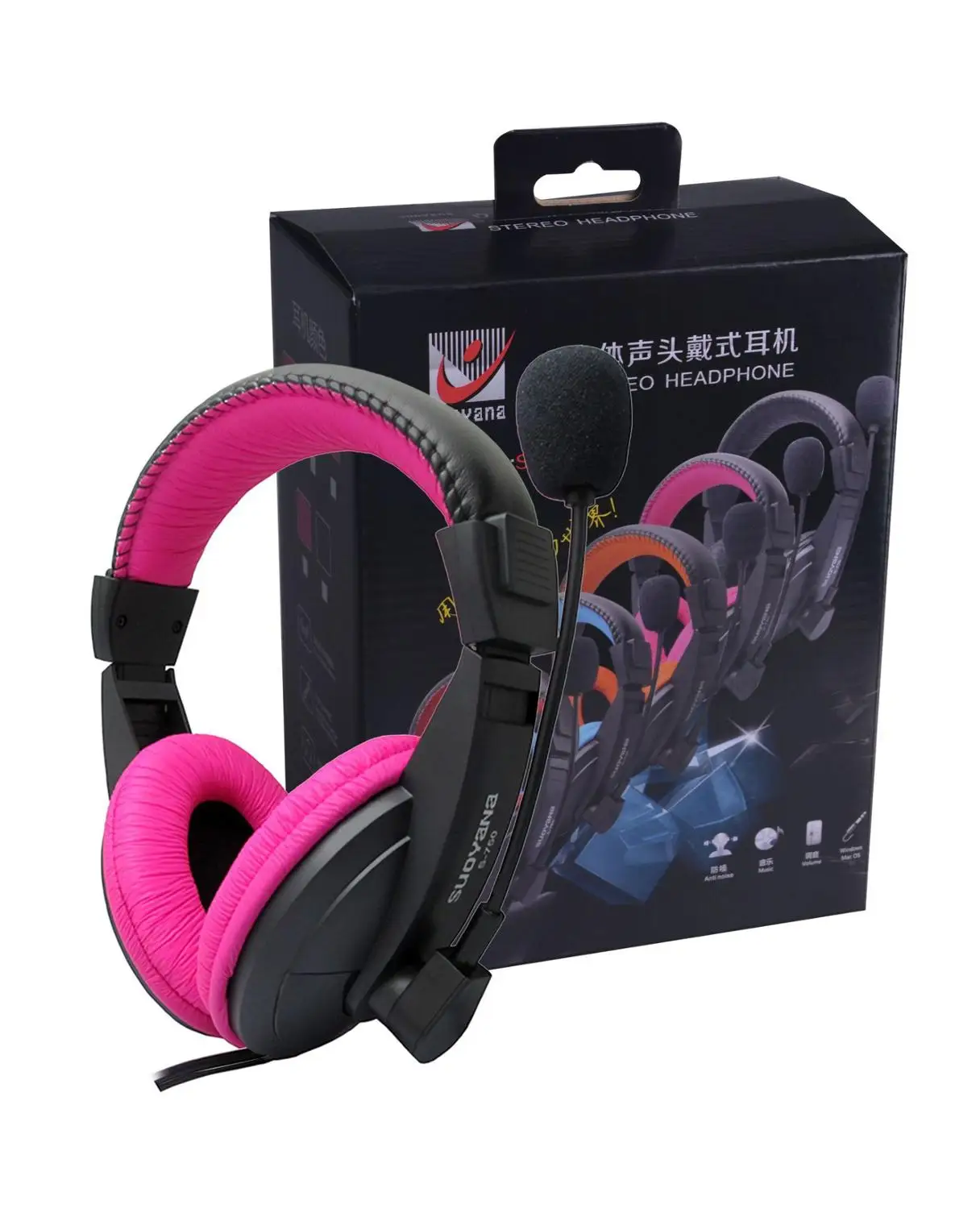 PInk 3,5 мм Игровые наушники Проводная гарнитура глубокий бас Hi-Fi стерео звук с микрофоном для ПК ноутбука - Цвет: PInk