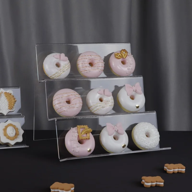 

Acrylic 2/3 Tier Donuts Plates Donut Display Stand for Wedding Birthday Baby Shower Party Doughnut Biscuit Wall Holder Tableware