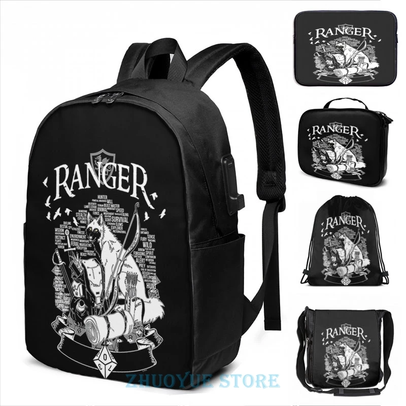 Graphic print RPG Class Series Ranger - White Version USB Charge Backpack men School bags Women bag Travel laptop | Багаж и сумки