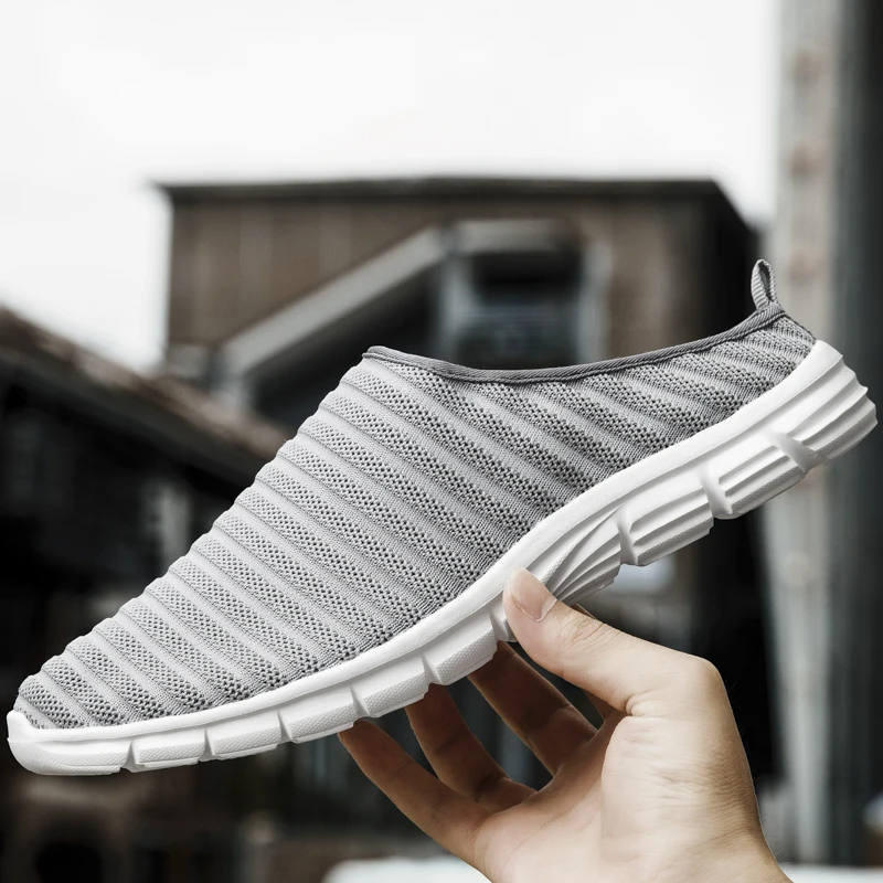 

New Arrival Big Boy Casual Shoes Black Half Drag Shoes Men Brand Fashion Flats Shoes Mens Comfortable Half slippers for Man
