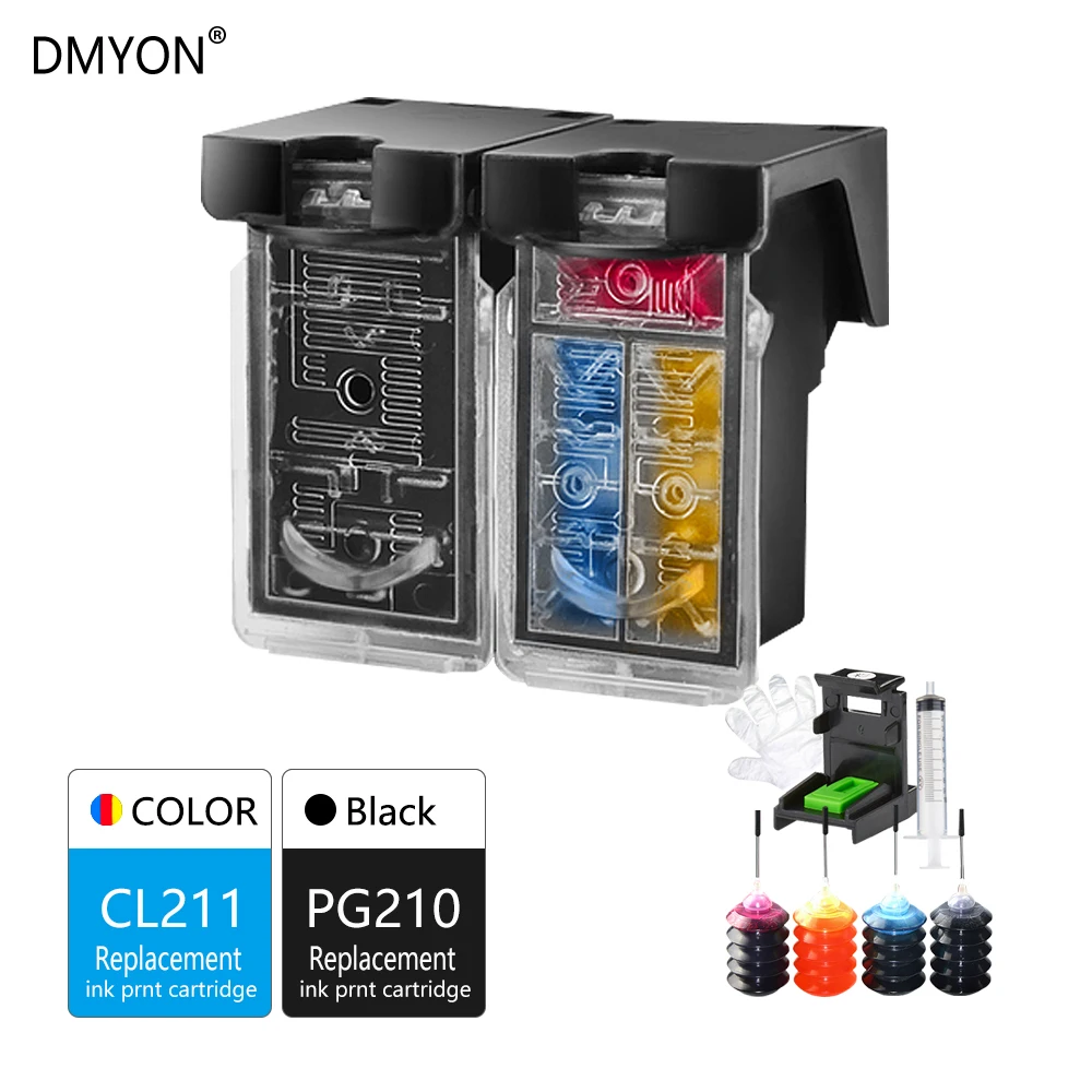 DMYON перезаправляемый картридж Замена для Canon PG210 CL211XL Pixma MP240 MP250 MP260 MP270 MP280 MP480 MP490