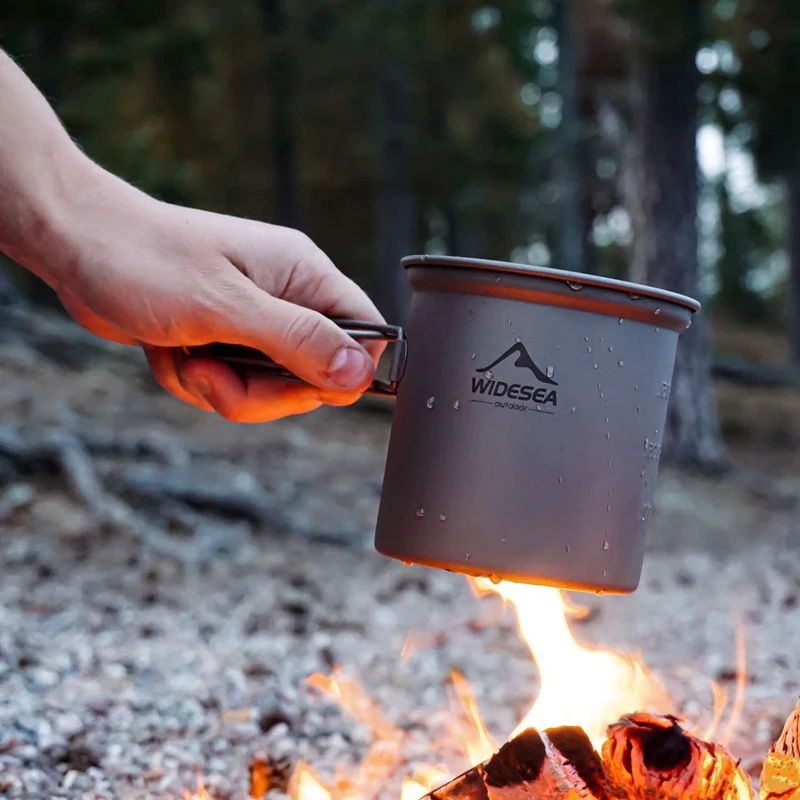 

Widesea Titanium Camping Cookware Outdoor Cooking Set Camping Supplies Pot Hiking Trekking Travel Dinner Set