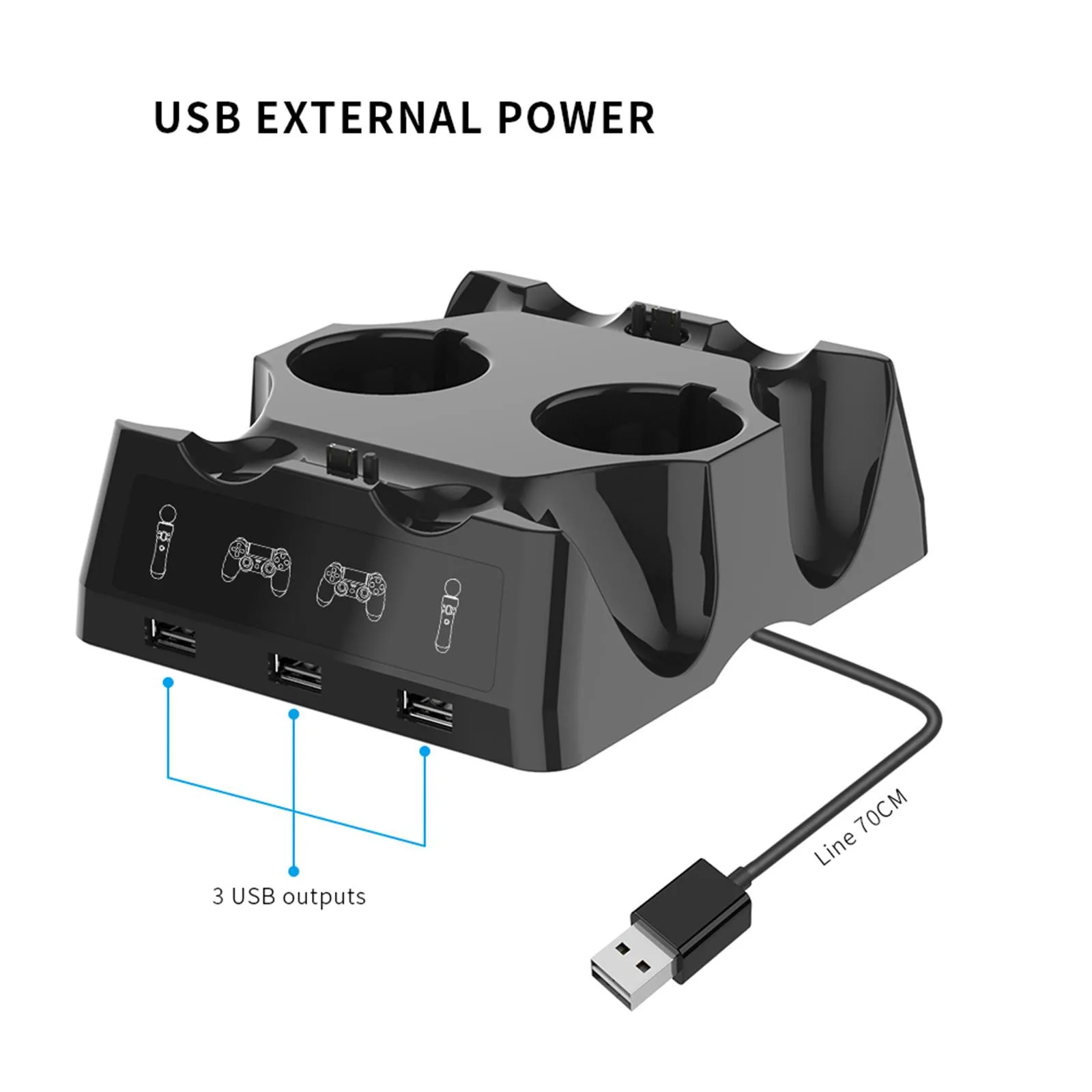 Настольное зарядное устройство 4 в 1 для контроллера PS4 PS Move док станция зарядки Quad