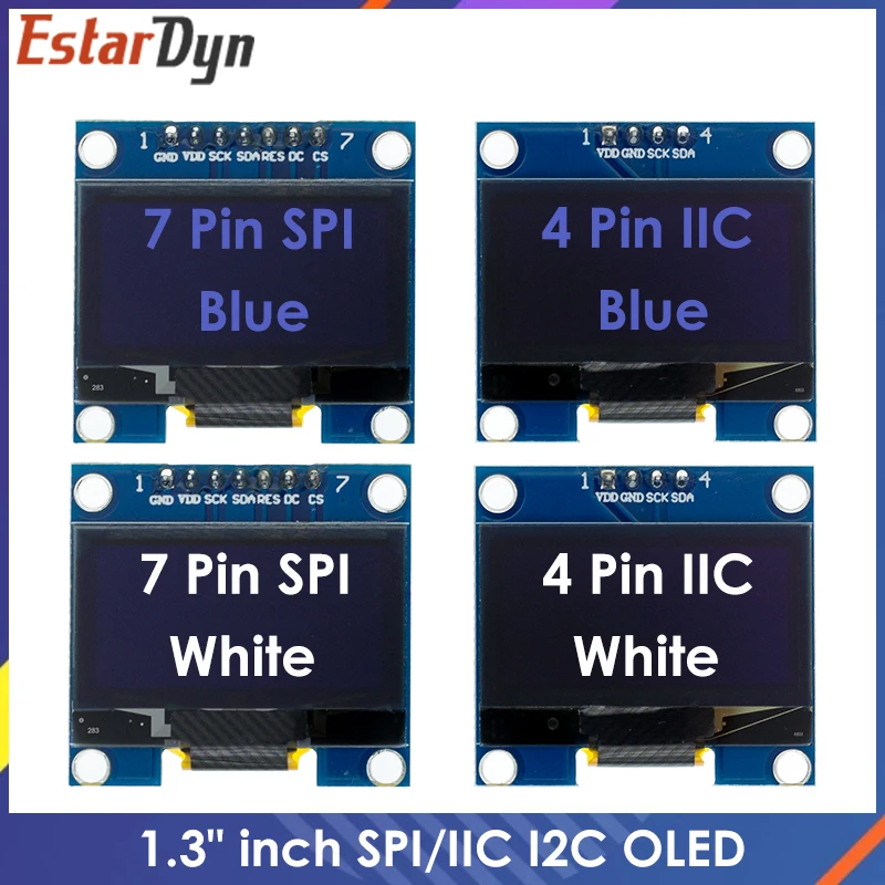 Светодиодный модуль O 1 3 дюйма дисплея Белый/Синий 128X64SPI/IIC I2C ЖК светодиодный с LED