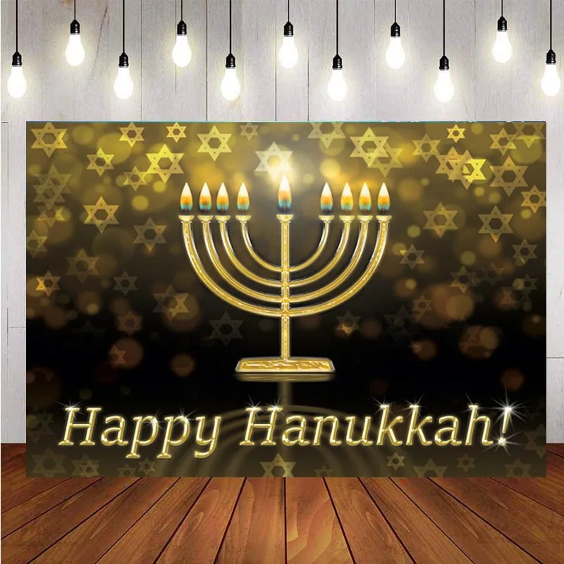 

Jewish Festivals Hanukkah Backdrops Chanukah Colorful Candlestick family Happy Party Photography Background For Photo Studio