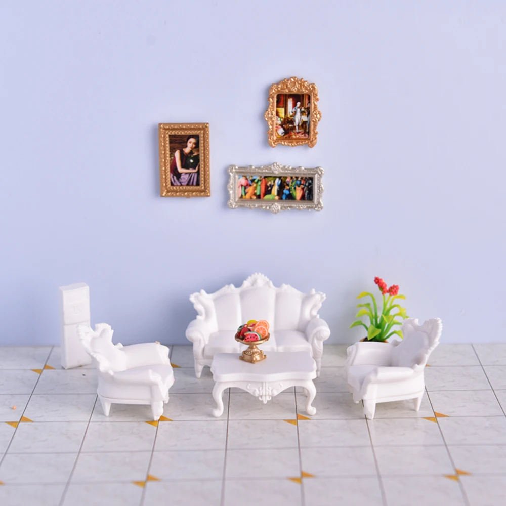 

Chair Sofa Model Furniture Interior Landscape Toy European-style Building Train Sand Table DIY Scene Production 10pcs White