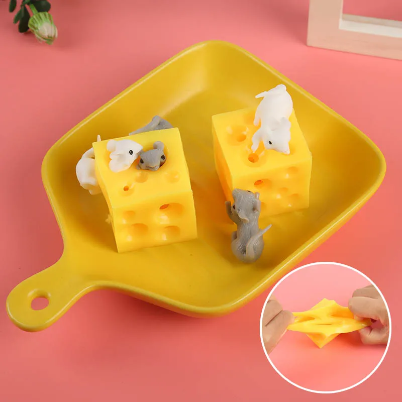 

Squishable Figures And Cheese Block Stressbusting Fidget Toys Mouse and Cheese Toy Sloth Hide and Seek Stress Relief Toy