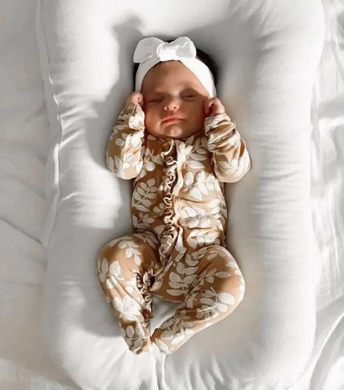 

Emmababy Newborn Baby Girls Long Sleeve Floral Leaves Printed Cotton Romper Jumpsuit Bodysuit Outfits Autumn
