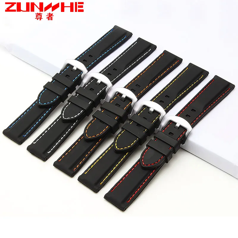 Силиконовый ремешок с пряжкой водонепроницаемые 22 мм резиновый для часов citizen seiko