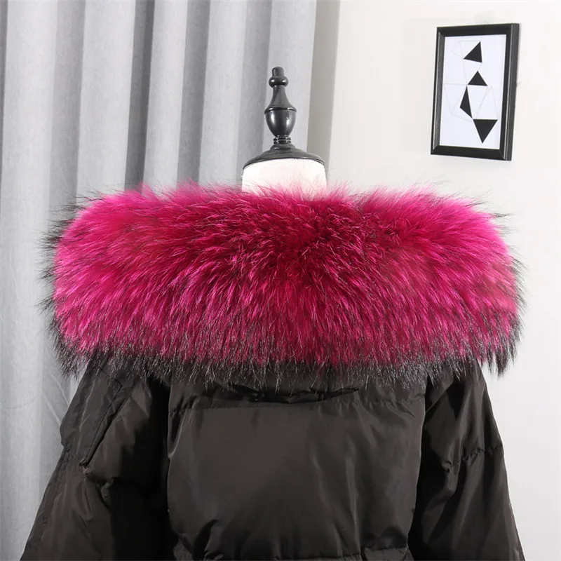 

Real Raccoon Fur Scarf Women Lady Winter Warm 100% Natural Raccoon Fur Coat Hood Fur Decor Neck Wraps Shawl Genuine Fur Collar