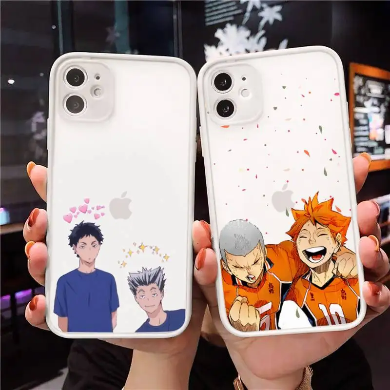 

Haikyuu Phone Case For iPhone 12 11 Mini Pro XR XS Max 7 8 Plus X Matte transparent White Cover