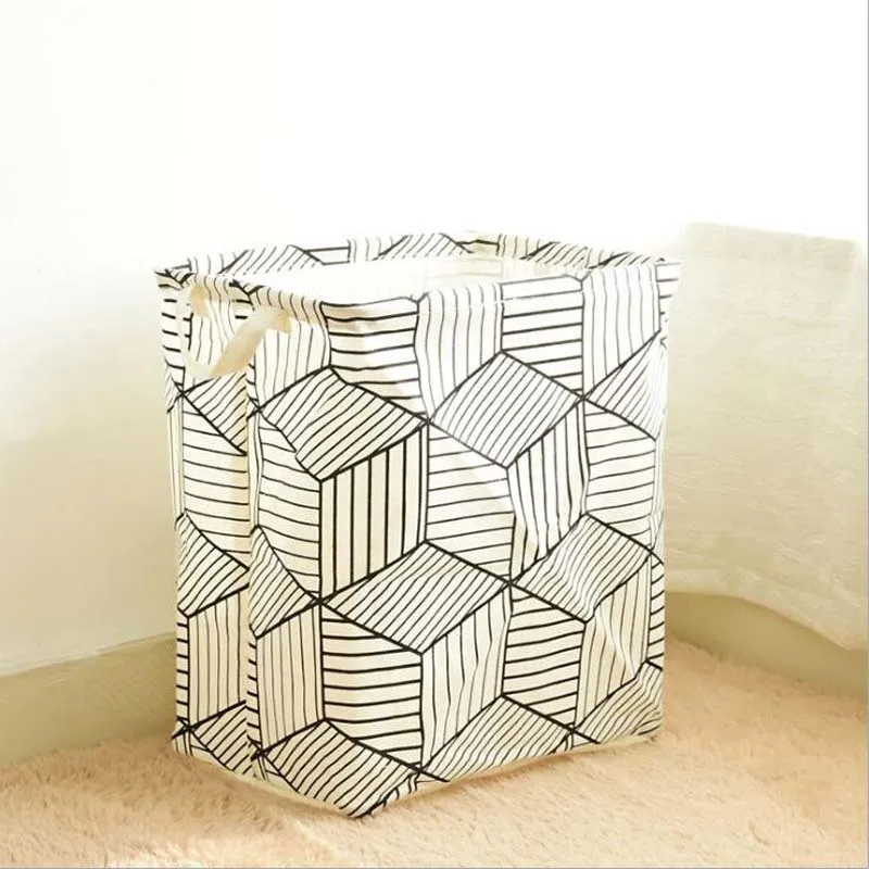 Хлопковая льняная большая белая черная складная корзина для белья игрушечная
