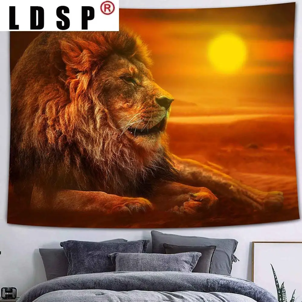 

LDSP Tapestry King of Lion Tapestry Wildlife scenery Trippy Space Tapestries Wall Art tissu mural Bedroom Living Room Home Decor