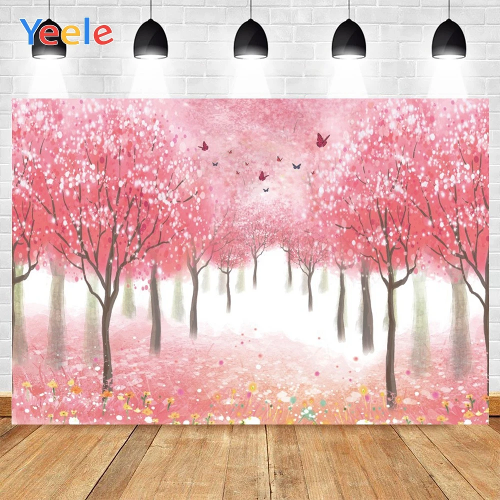 Фон для фотосъемки Yeele с изображением розовых деревьев красочных цветов Красной