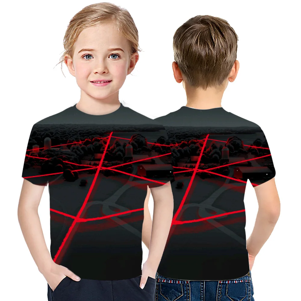 

Black Children's 3D Printing T-Shirt 2021 Summer European Fashion Loose Trendy Children's Creative Versatile Short Sleeve