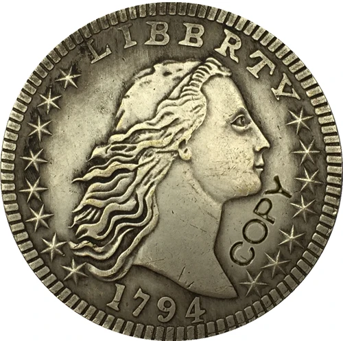 США 1794 течет доллар с изображением волос Тип 2 копии монет