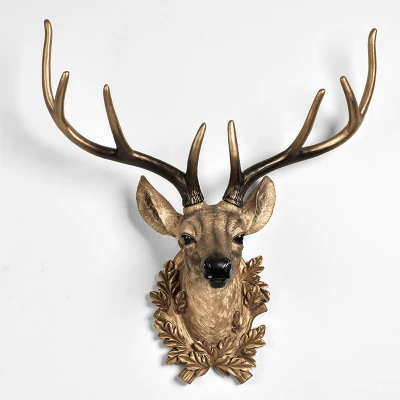 Deer head decoration Nordic style zhaocai town house animal head wall hanging three-dimensional wall backwall cculpture statue