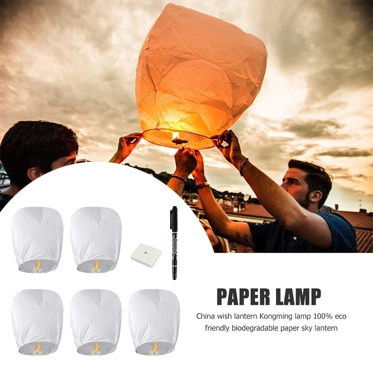 

5 Pcs DIY Chinese Sky Paper Flying Wishing Lantern Flying Wishing Lanterns Fly Lamps Christmas Wedding Birthday Party Decoration