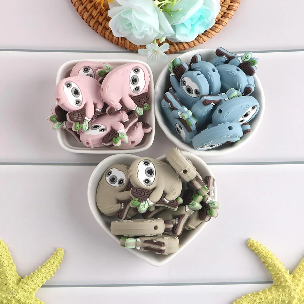 Kovict-Mini cuentas de silicona de dibujos animados, colgantes de silicona de grado alimenticio, accesorios de cadena de chupete, juguetes molares para beb&eacute;, 6/10 Uds.-2