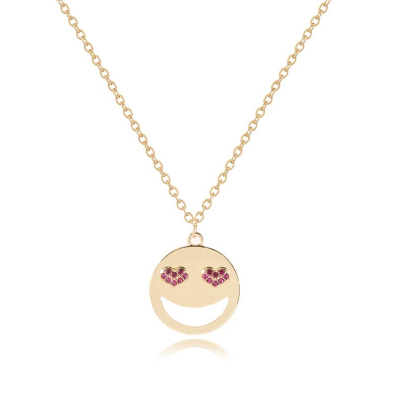 

Luokey Girls Funny Round Face Expression Necklace Gold Color Smile Angry Chain Necklace For Women Bijoux Femme Gift For Friends