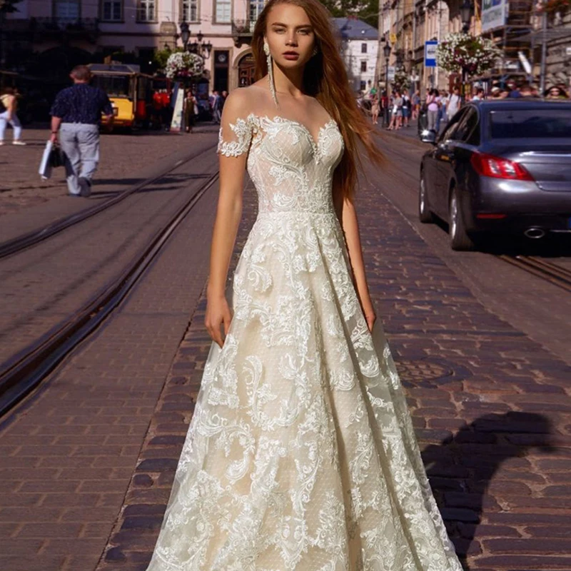 

Luxury Wedding Dress Elegant Multi-layer Lotus Leaf Yarn V-neck Beading Wedding Gowns Crystal Lace Up White Vestido De Noiva